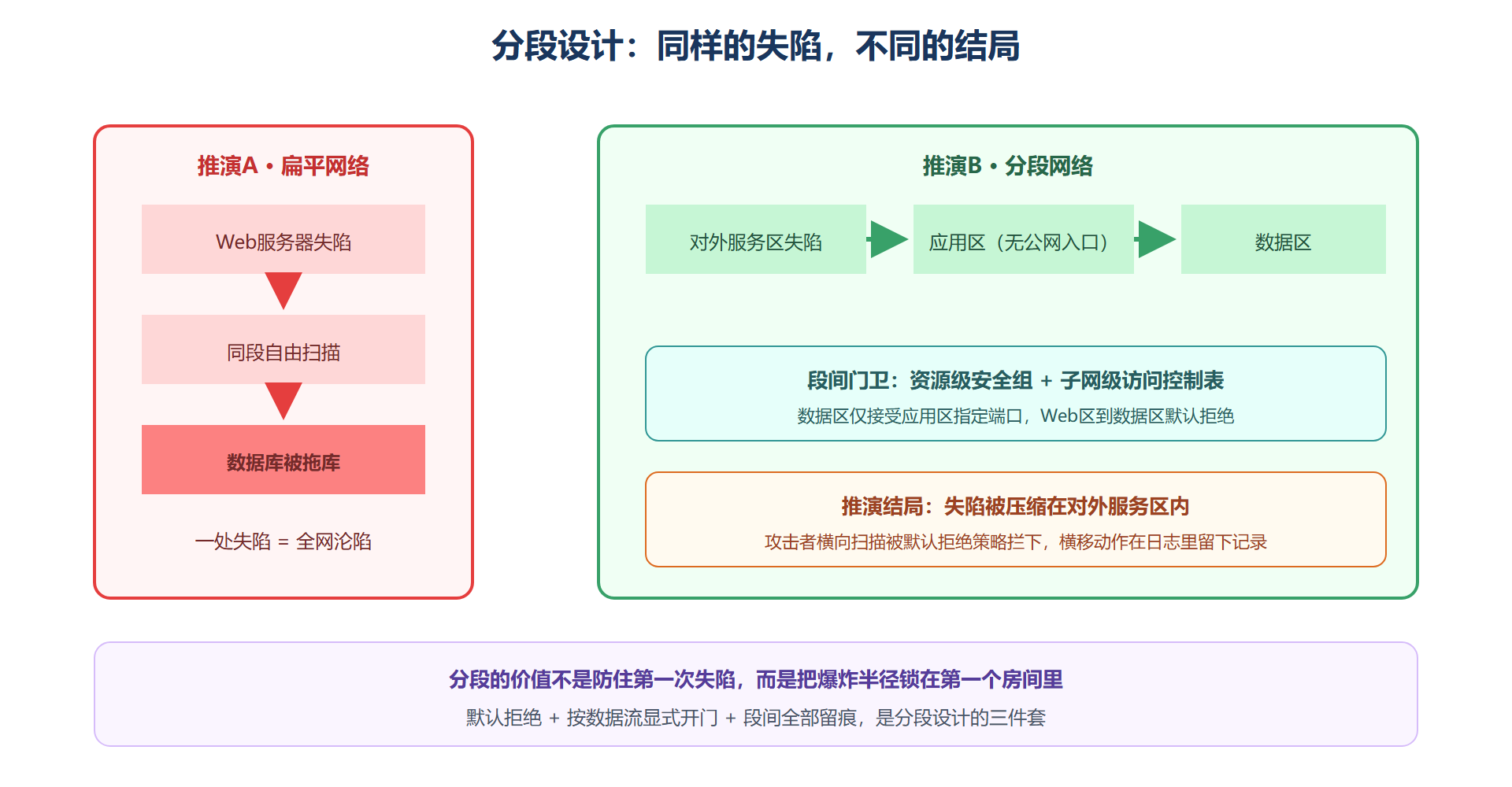 图 4-2：分段网络与一次被拦下的横移