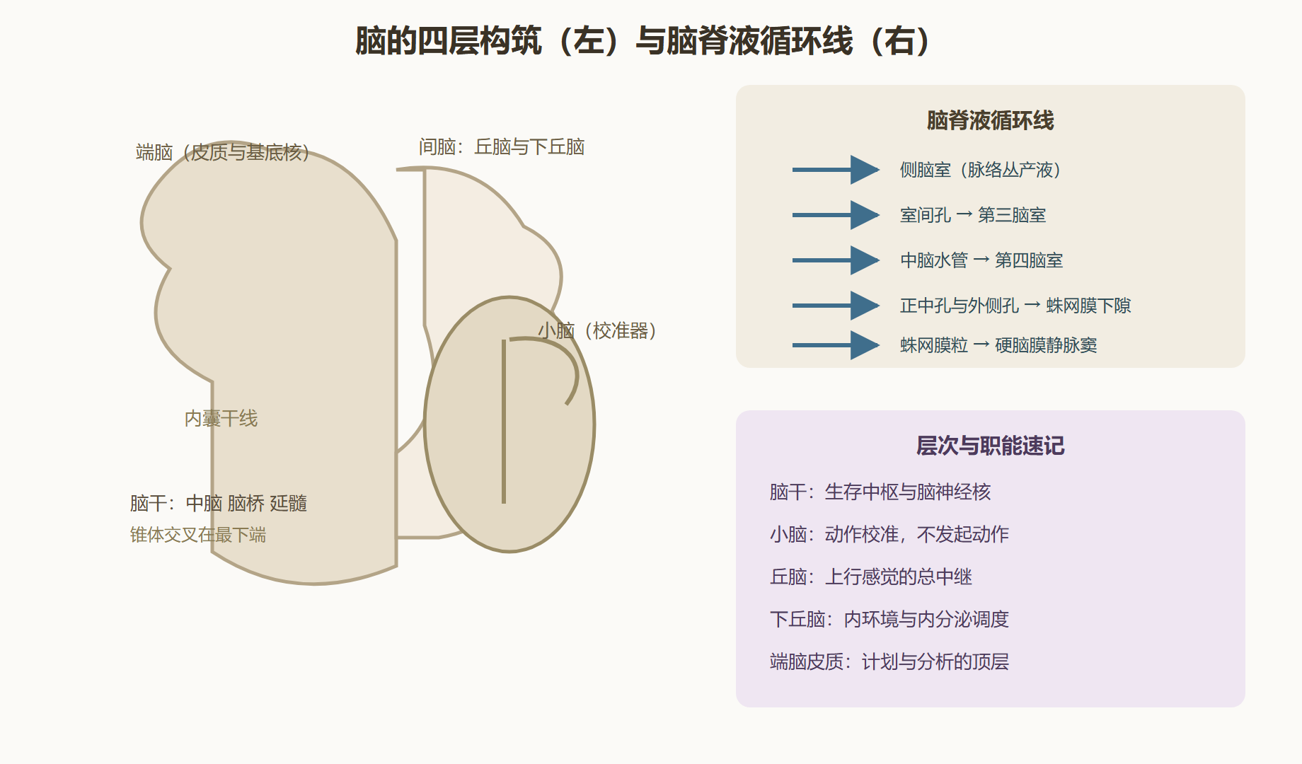 图 6-2:脑的层次构筑与脑室系统
