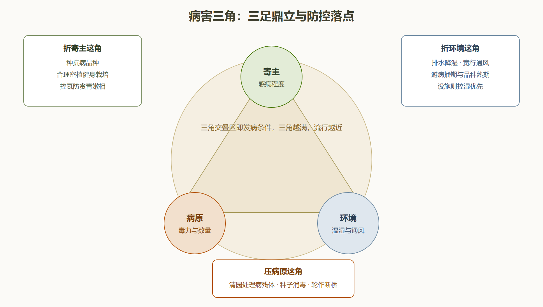 图：病害三角与各角的防控落点