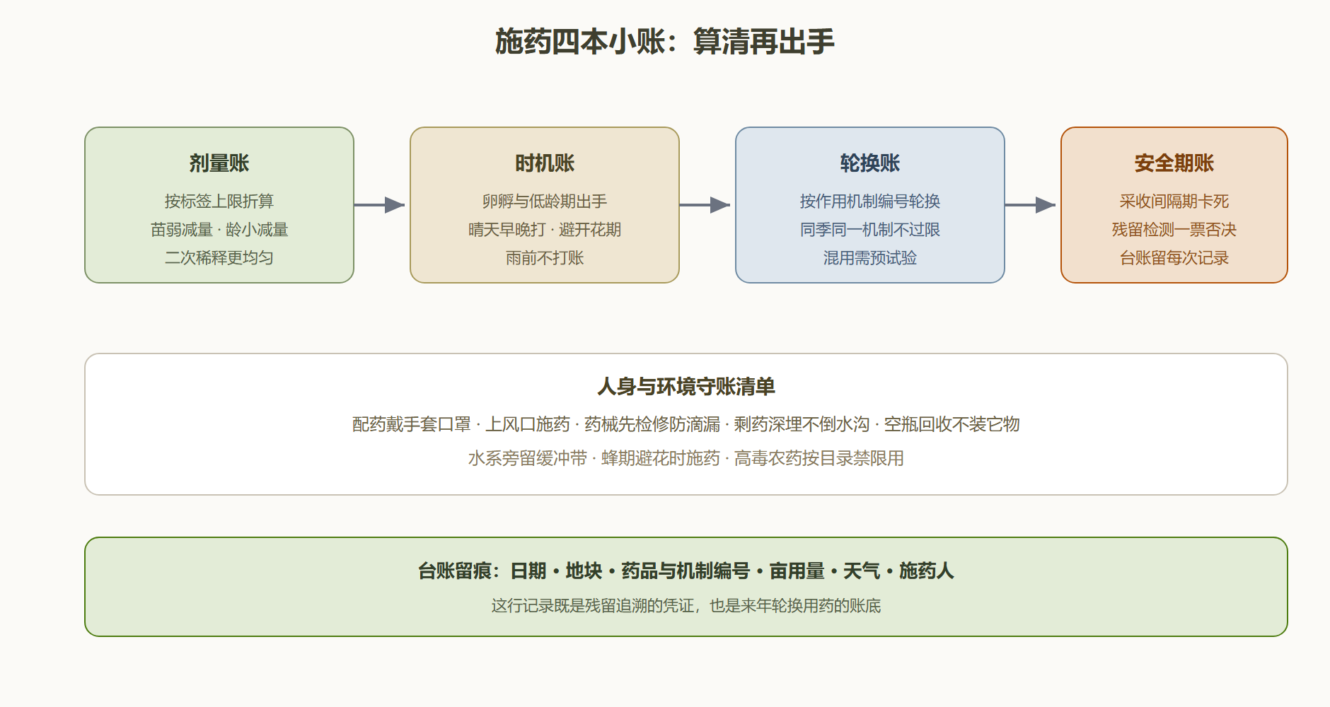 图：一次施药的四本小账与守账顺序