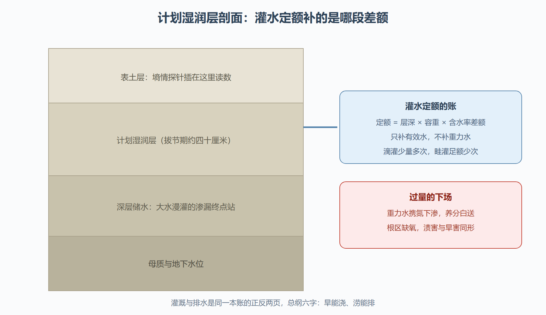 图：计划湿润层与灌水定额的水账剖面