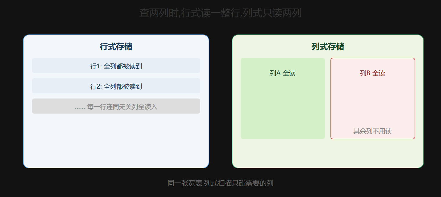 行式与列式存储的读取差异