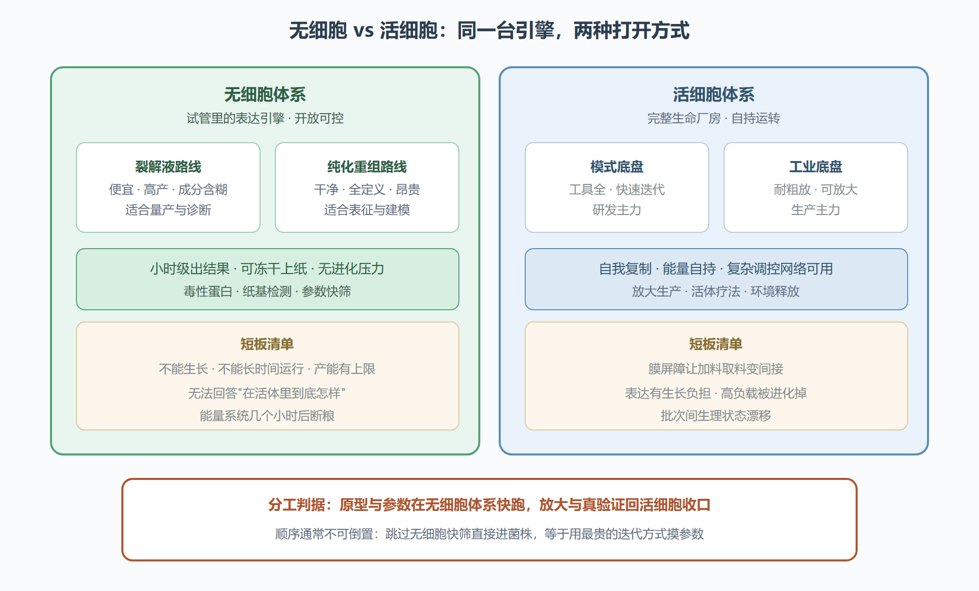 图 11　无细胞体系与活细胞体系的分工地图
