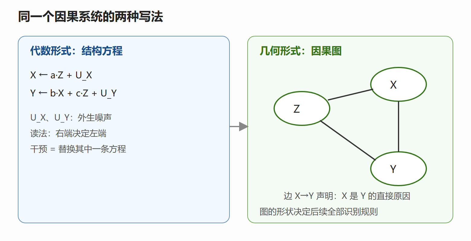 图：SCM 与因果图的对照
