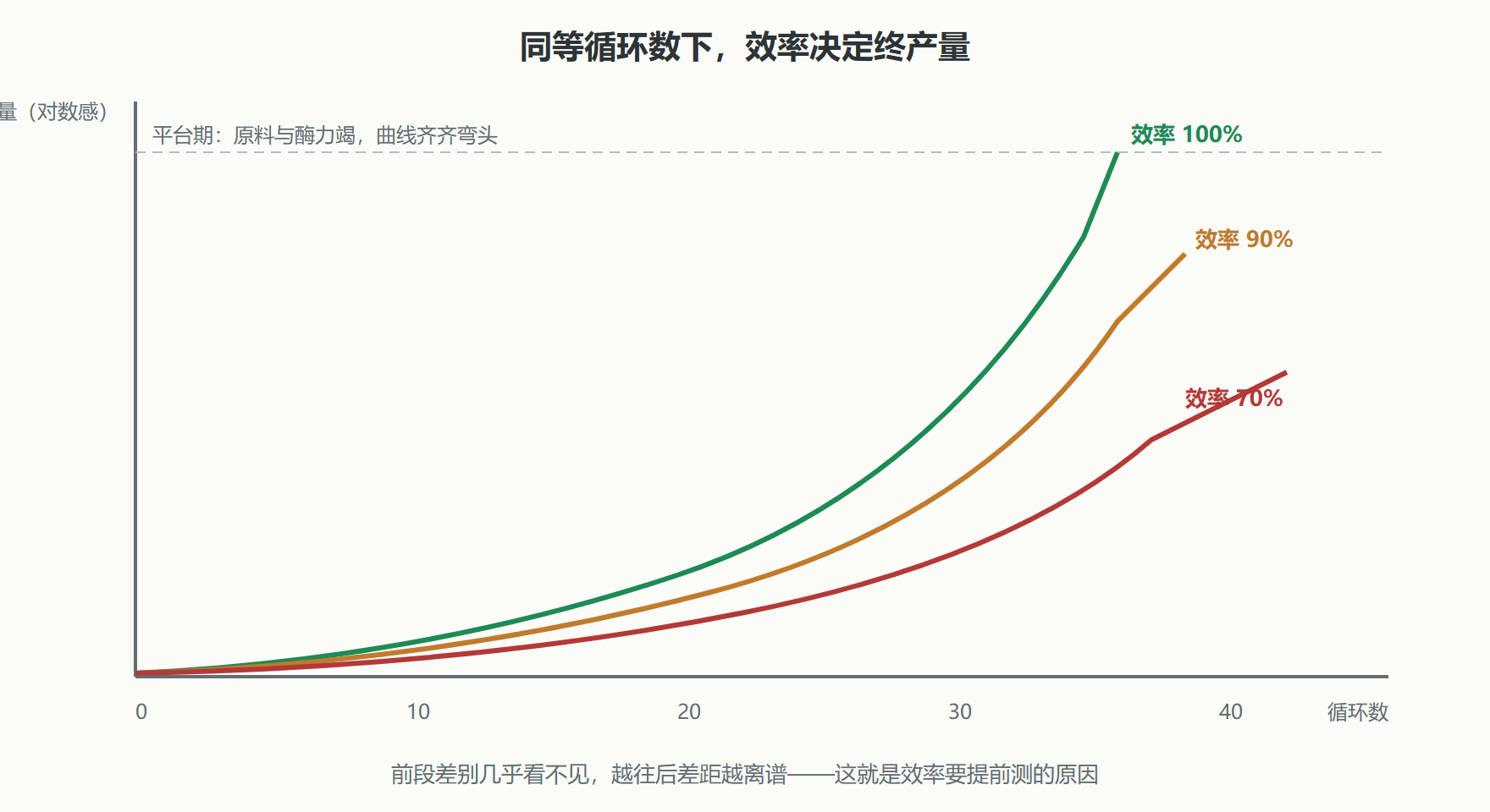 图：扩增曲线——效率差异被指数放大