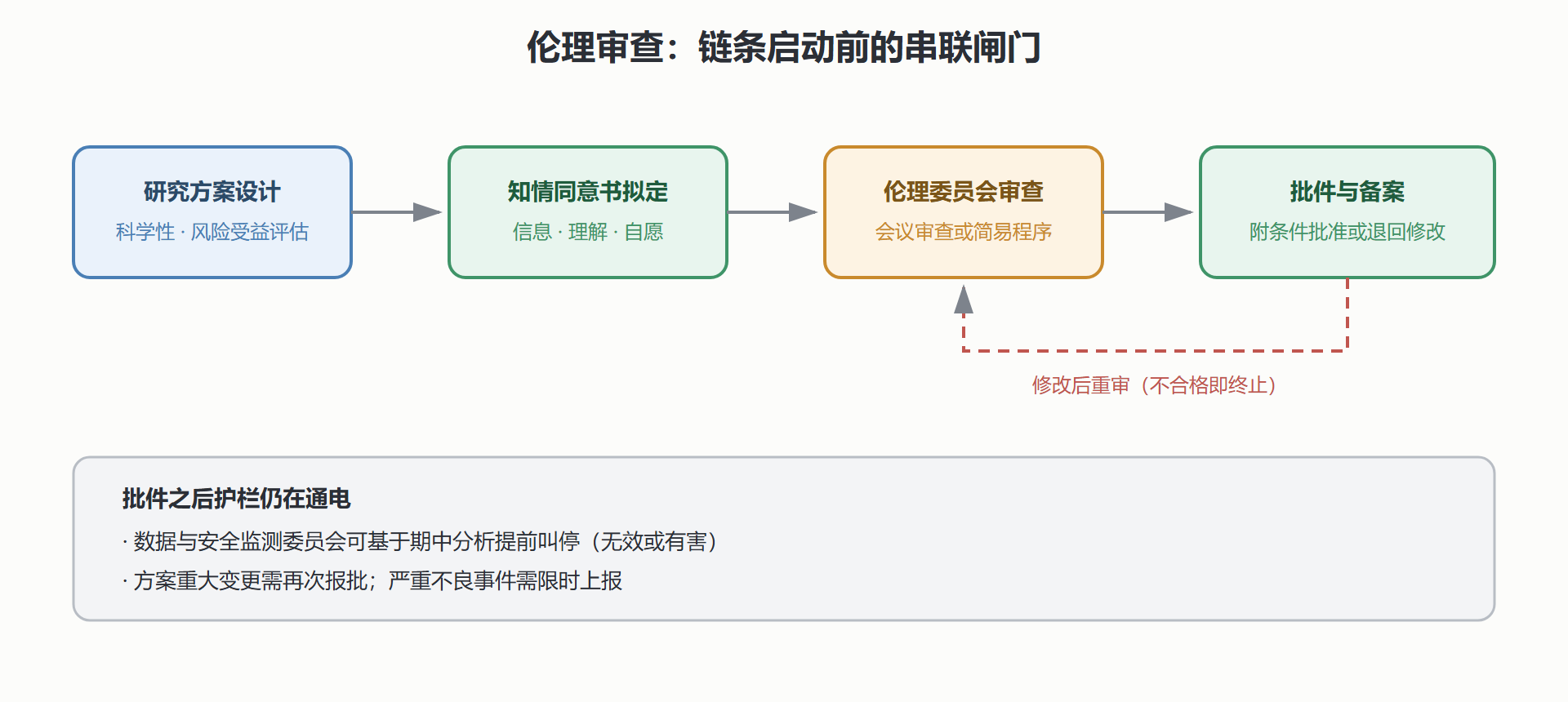 图 1-3 一项研究的伦理审查闸门流程