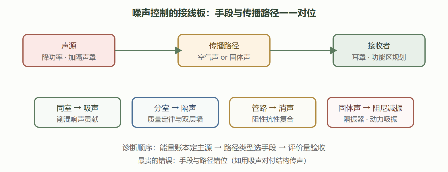 图：源-路径-接收者三环节与四大手段的匹配