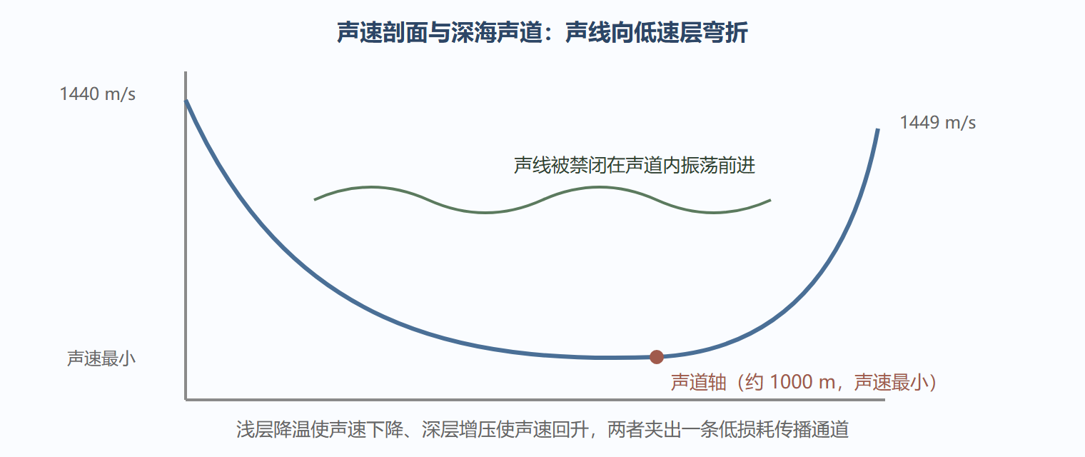 图:声速剖面与深海声道