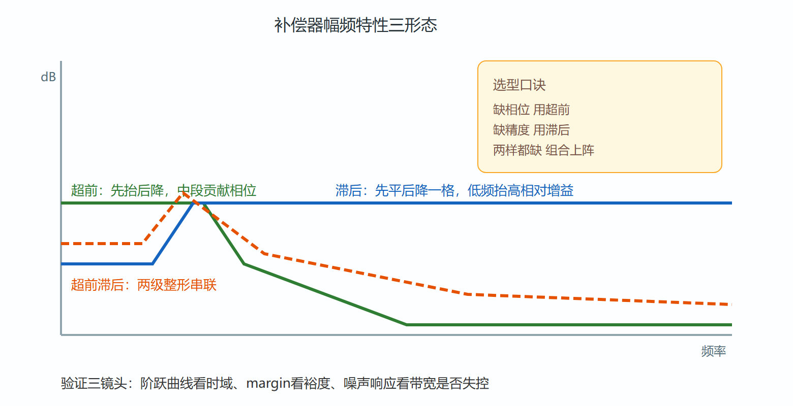 图 三种补偿器的伯德图形态对比