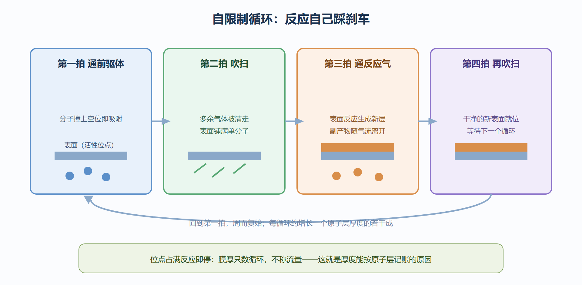 图 2-3:原子层沉积的一个循环