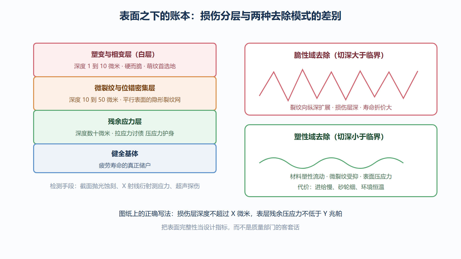 图 4-2：加工损伤层剖面与塑性域工艺窗口