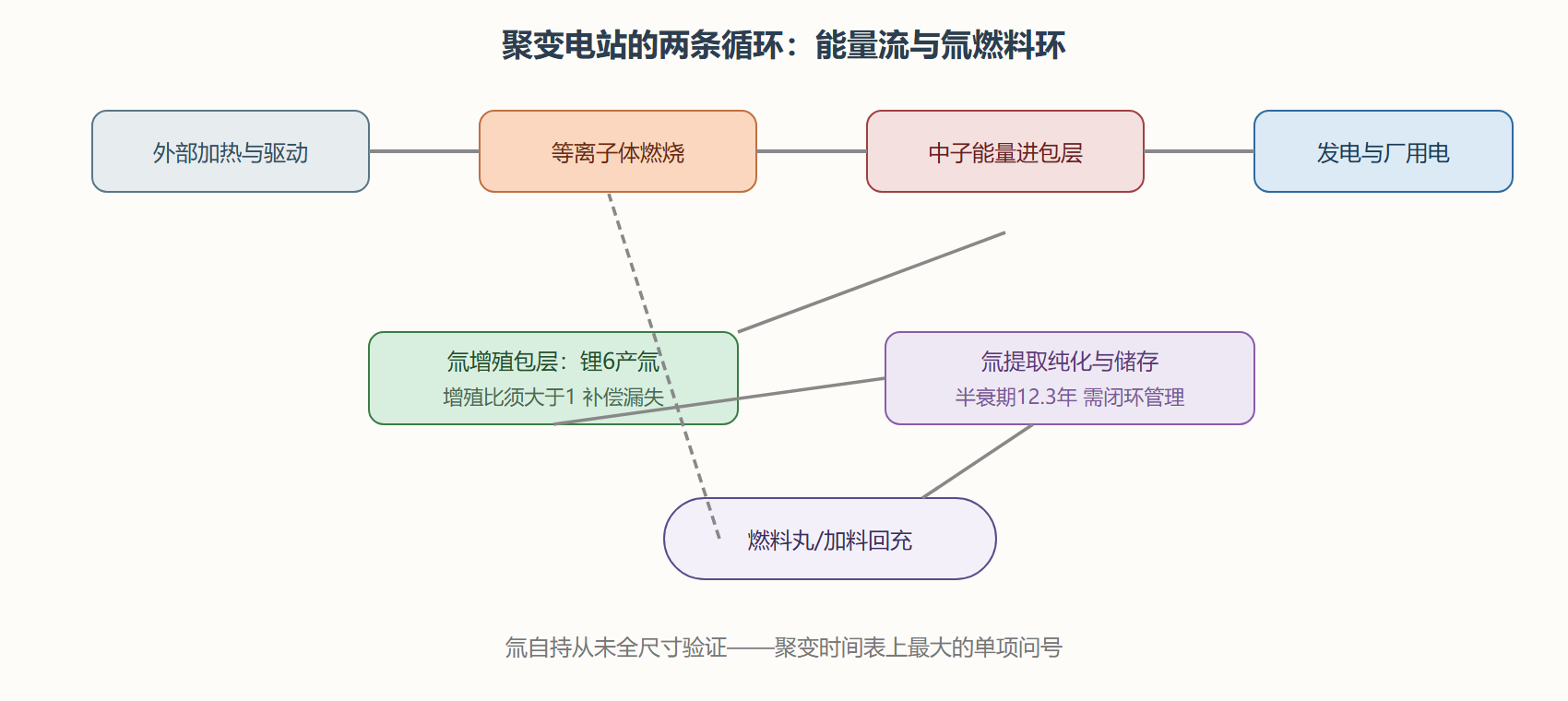 图:聚变电站能量流与氚循环