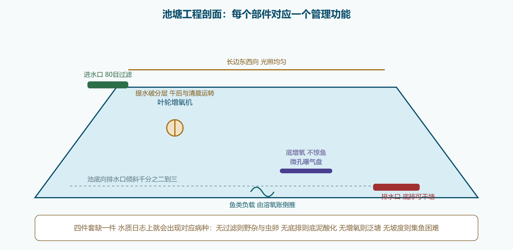 图:一口现代池塘的工程剖面
