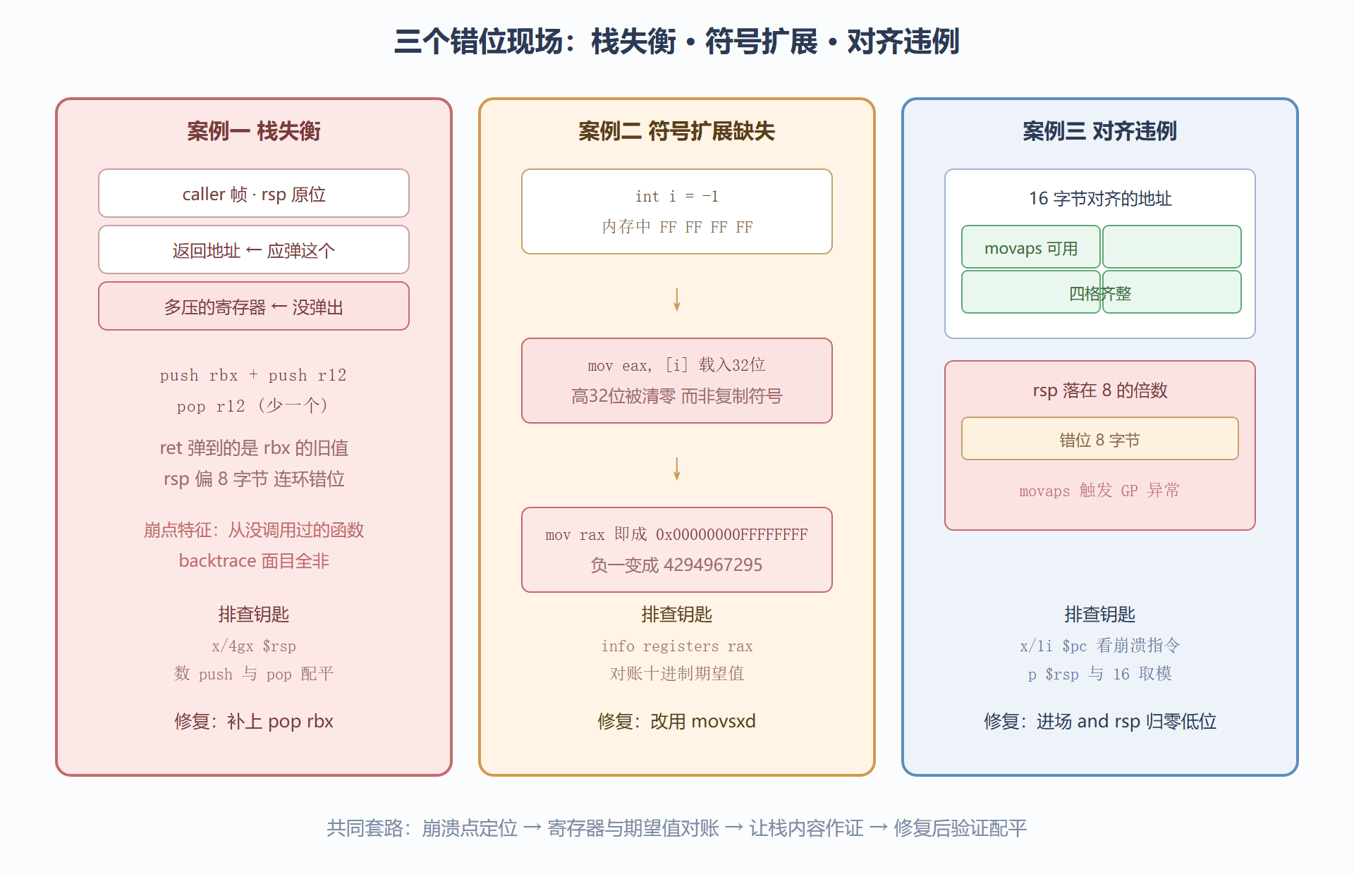 图 4-3：三个案例的错位现场示意