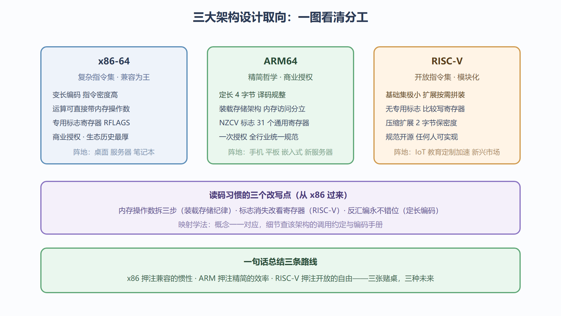 图 7-2:三架构设计取向对比矩阵