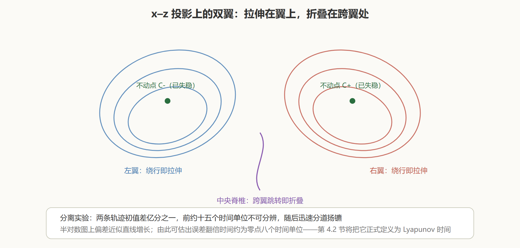 图 3-3 洛伦兹吸引子的双翼结构与轨迹分离