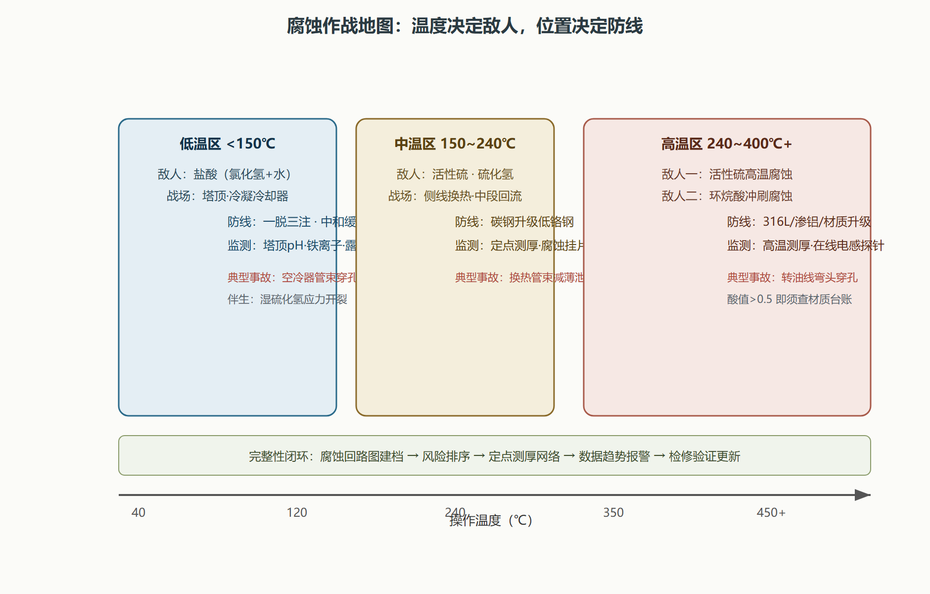 图:全厂腐蚀战场地图——按温度与介质分区