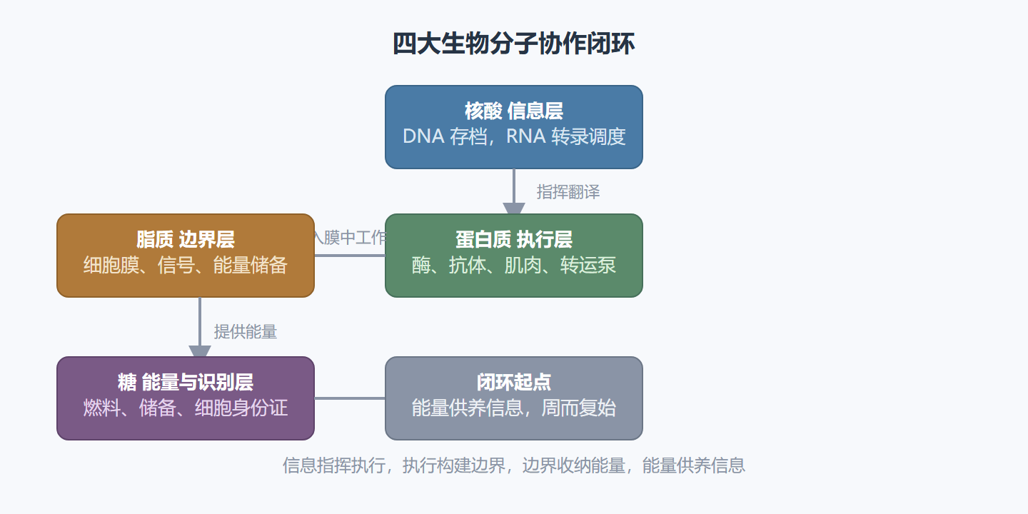 图 2-2：四大生物分子的协作闭环