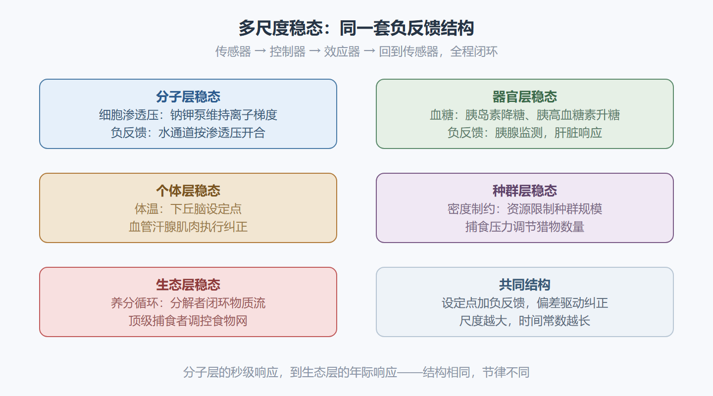 图 5-2：多尺度稳态——同一套负反馈结构