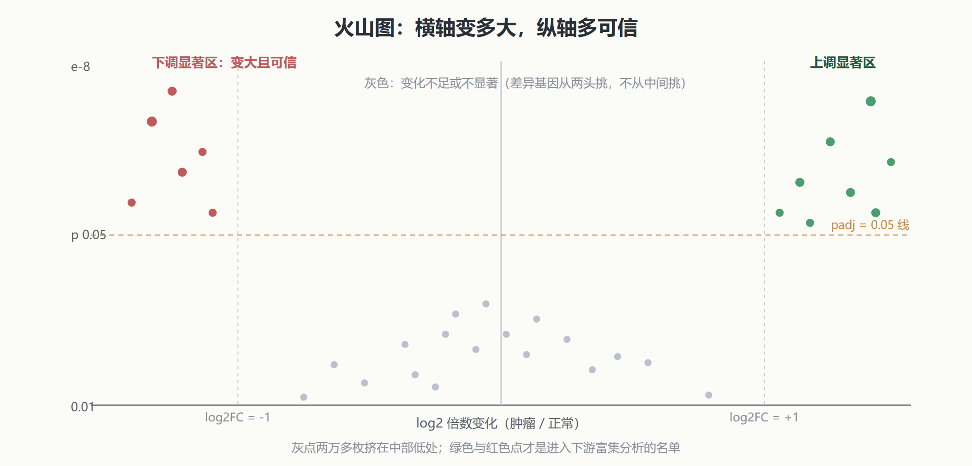 图：差异表达火山图——一图看全两组比较
