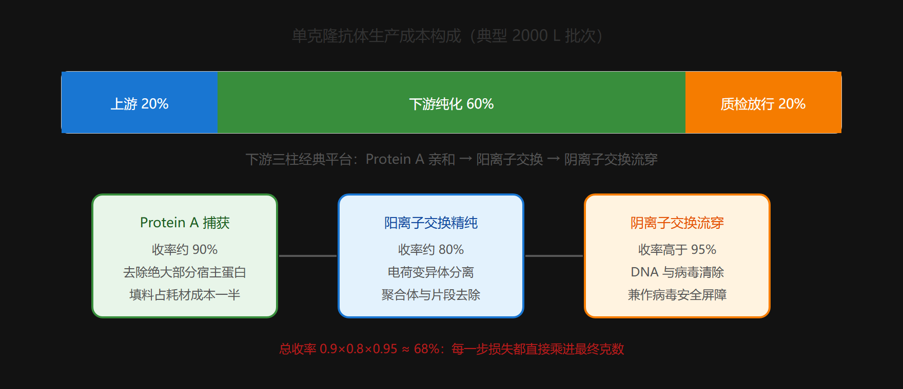 生物药成本结构：下游纯化占大头