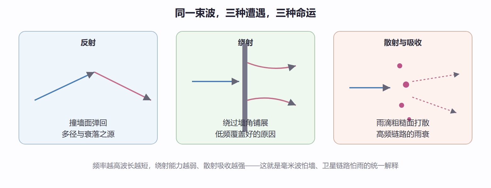 图 1.2-1 波的三种边界行为与工程后果