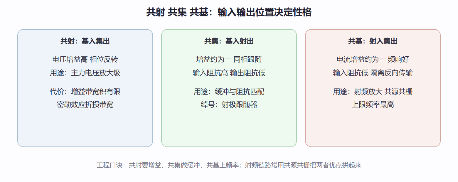 图 2.2-1 三种基本组态：同一只管子的三种活法
