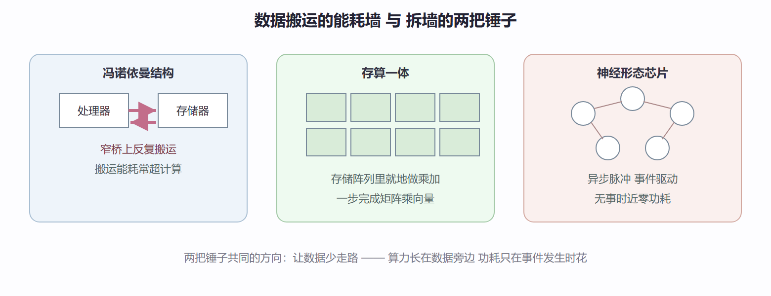 图 10.2-1 冯诺依曼瓶颈与两条突围路线