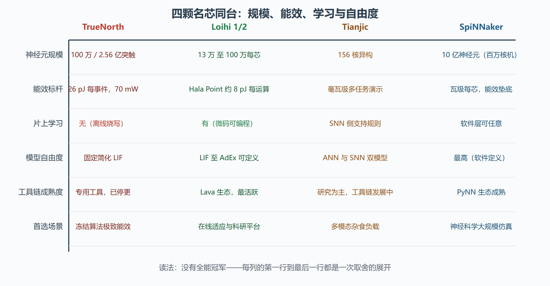 图：四芯片多维对比矩阵