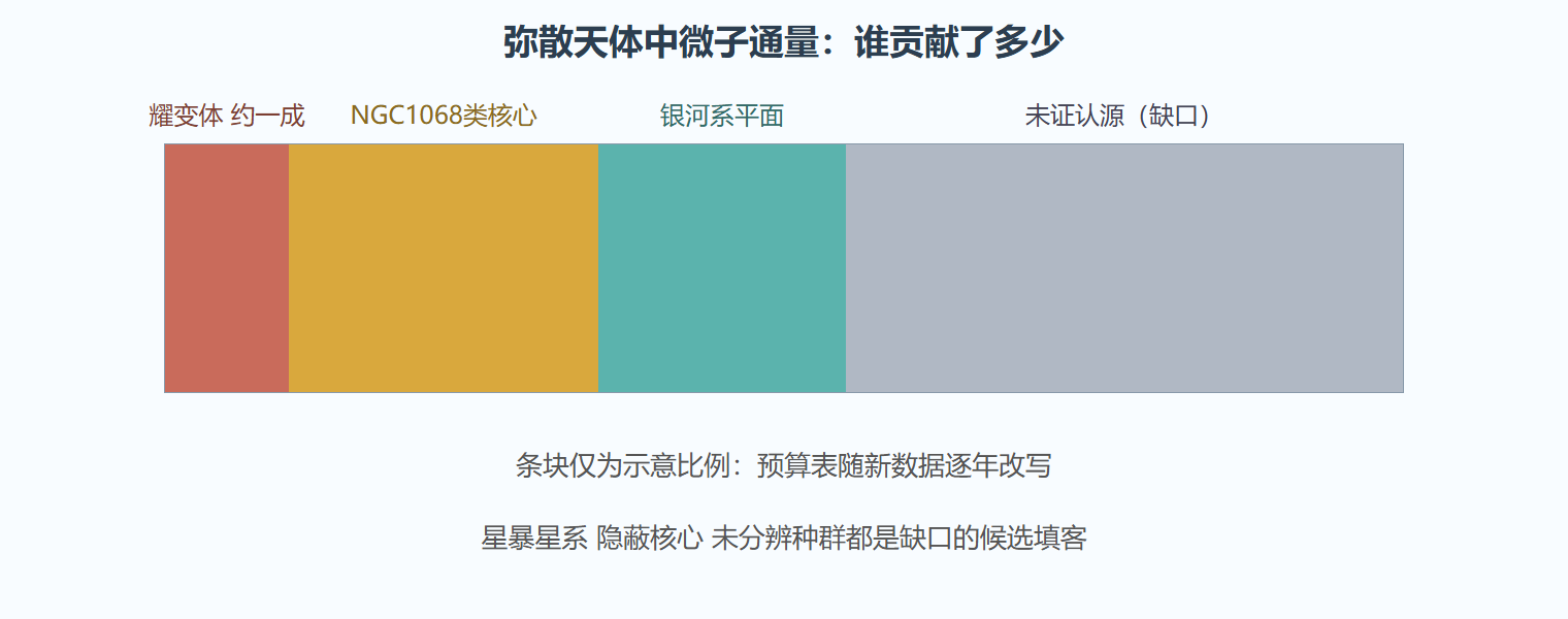 图：中微子通量预算缺口示意