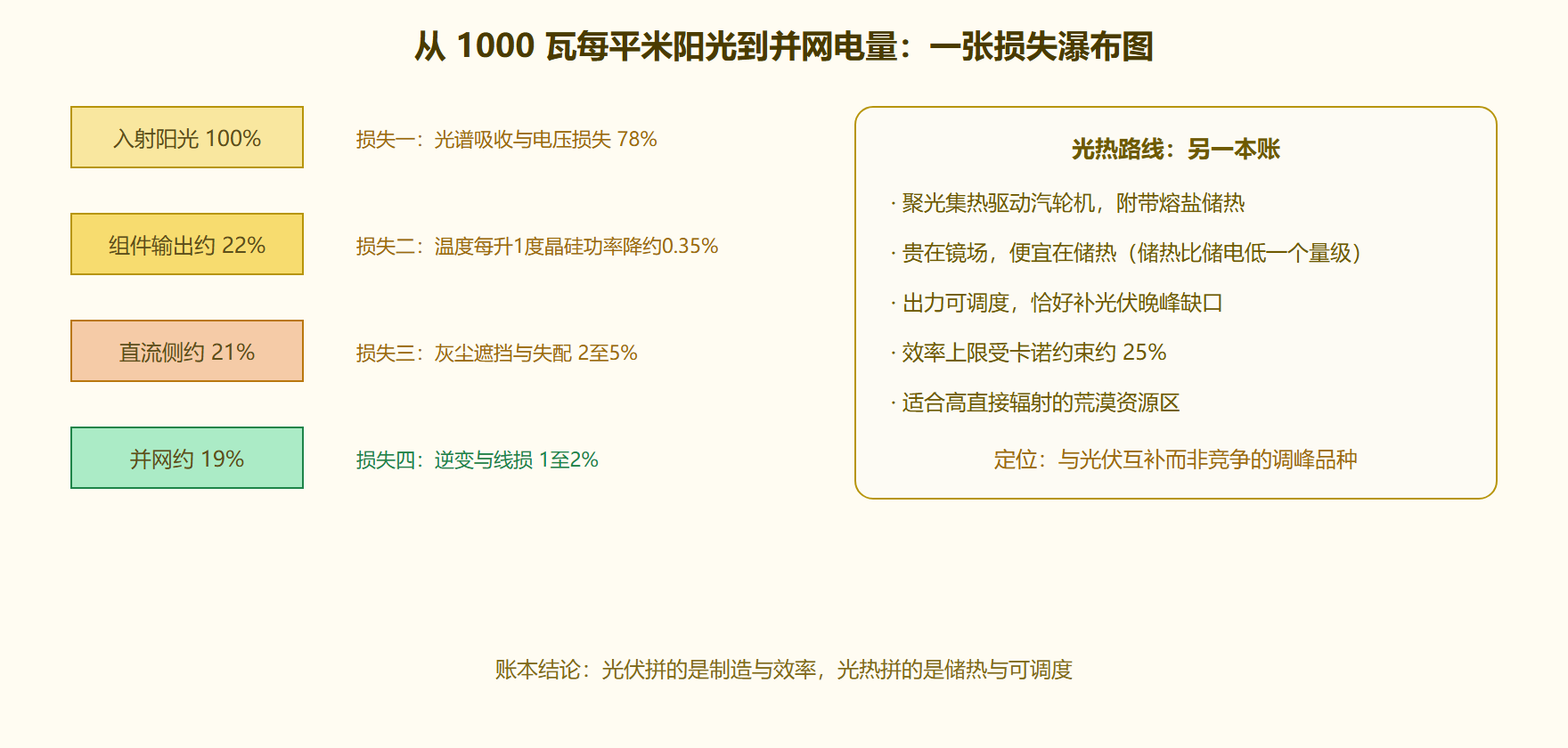 图 3-1 光伏电站能量流与损失分布