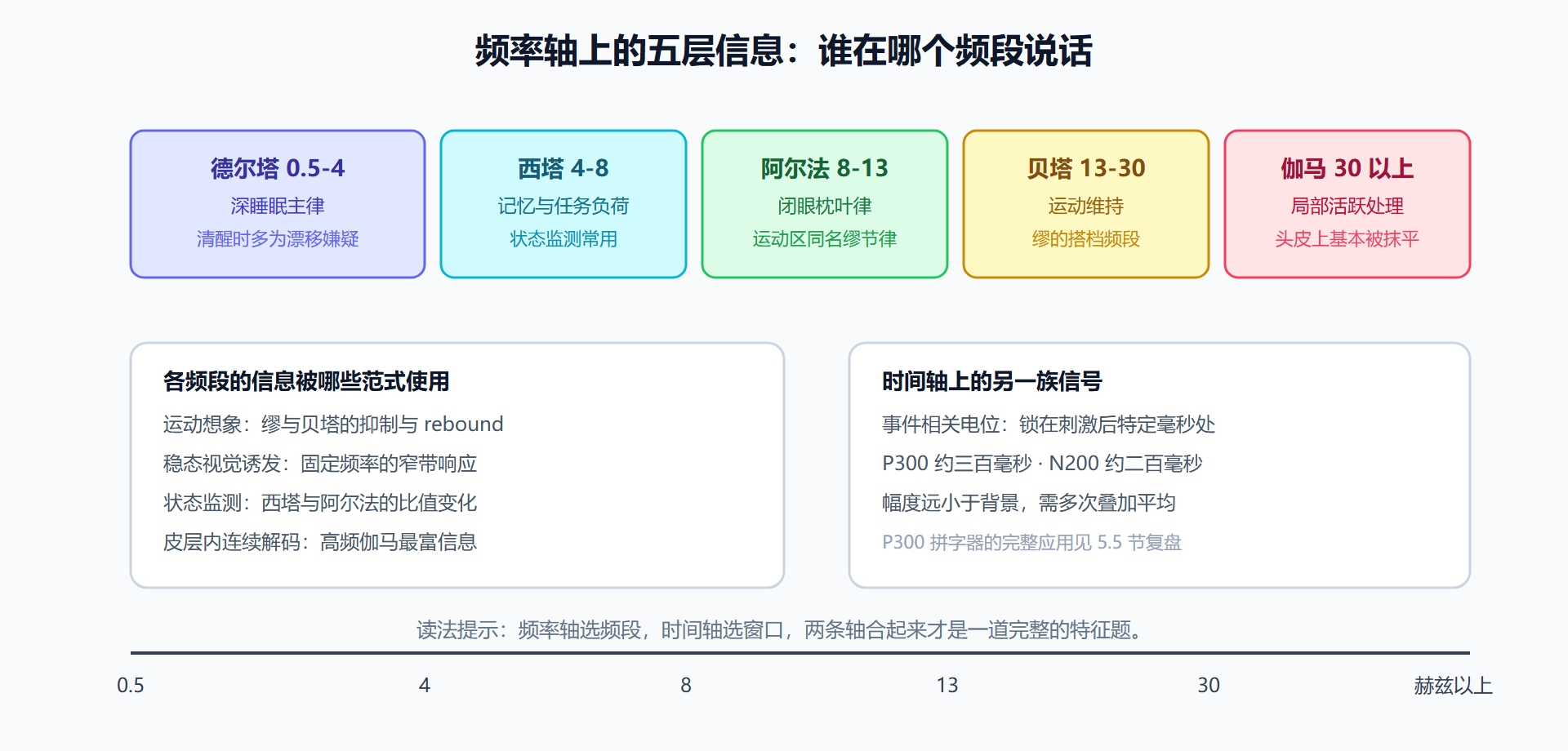 图 2-4：脑电节律频带图鉴