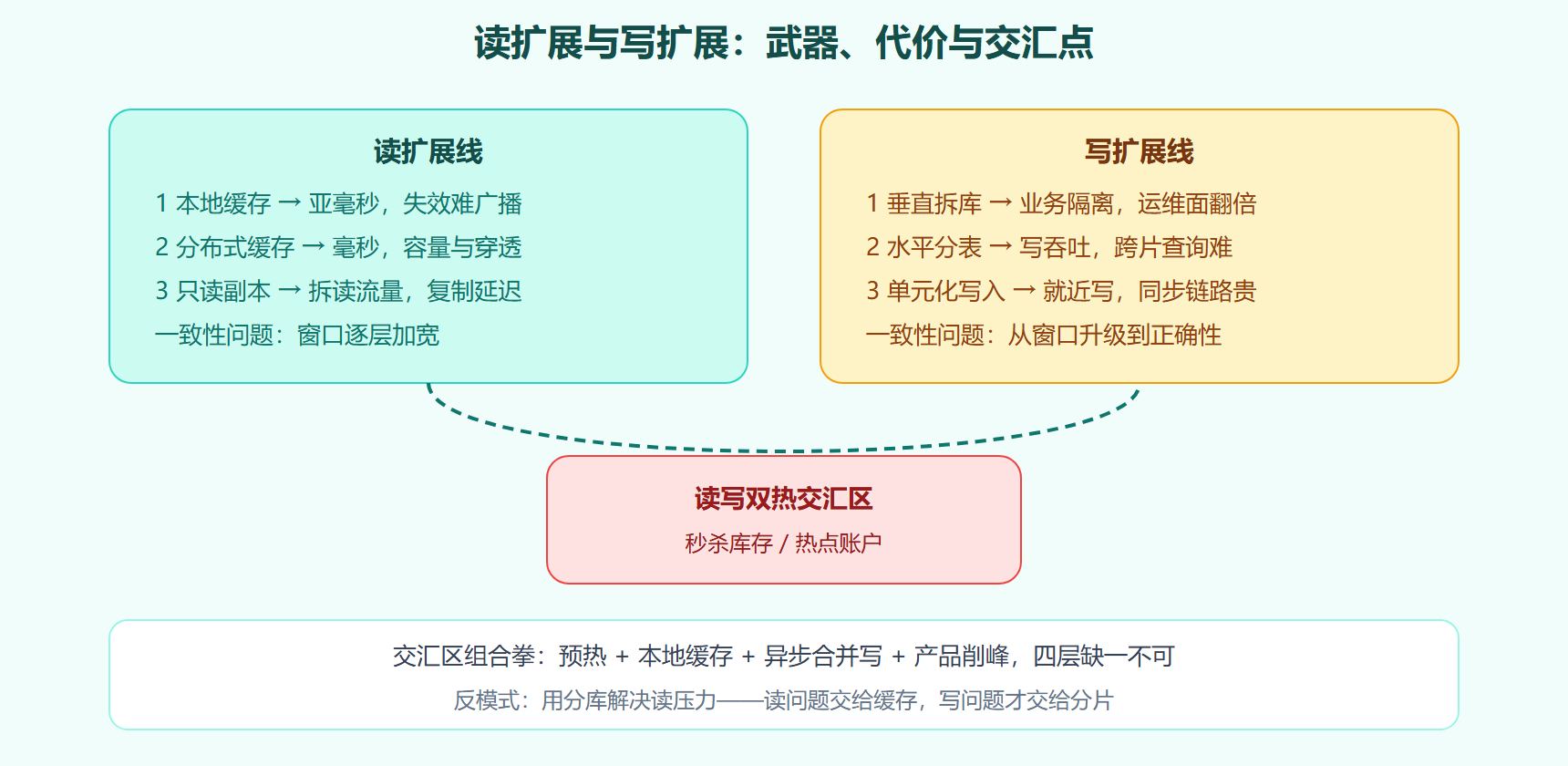 图：读扩展与写扩展的路线对比
