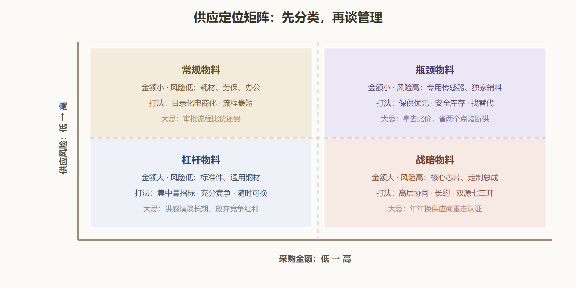 图 5-2 供应定位矩阵与四象限打法