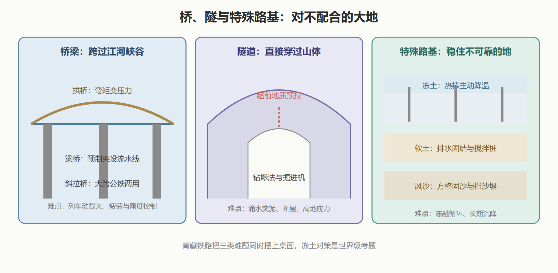 图 4 · 线路的三类特殊工程与冻土对策