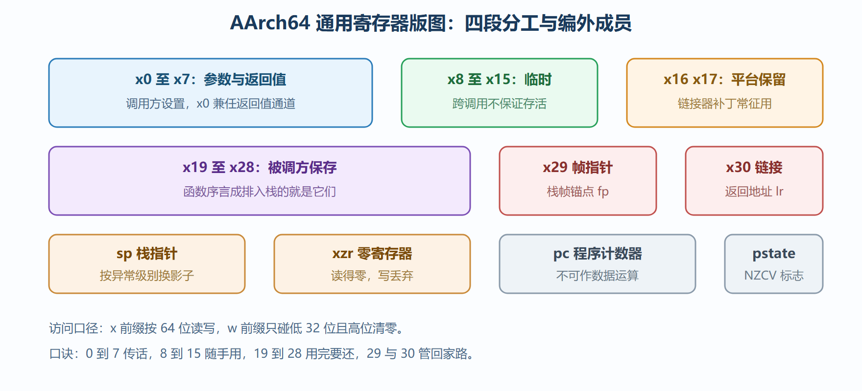 图 2-2：AArch64 通用寄存器版图