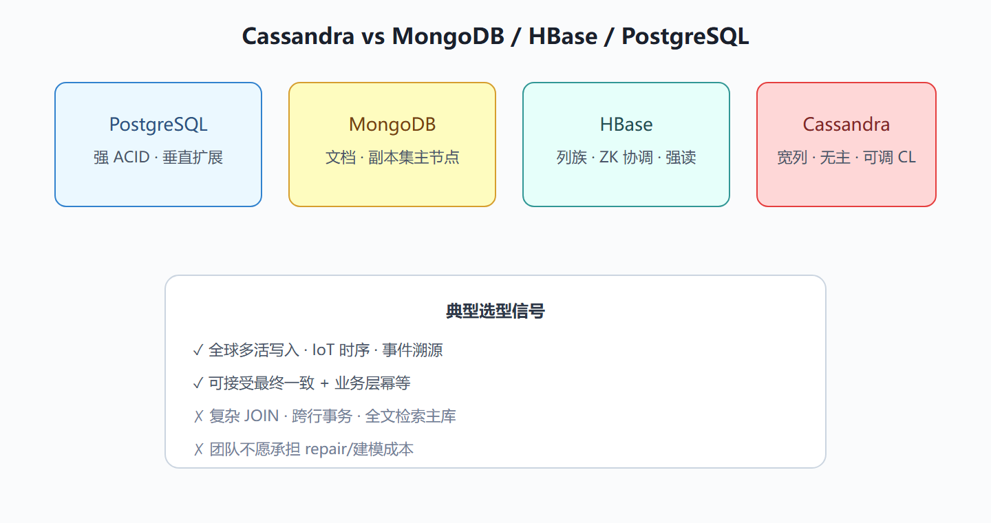 Cassandra 在 NoSQL 谱系中的位置