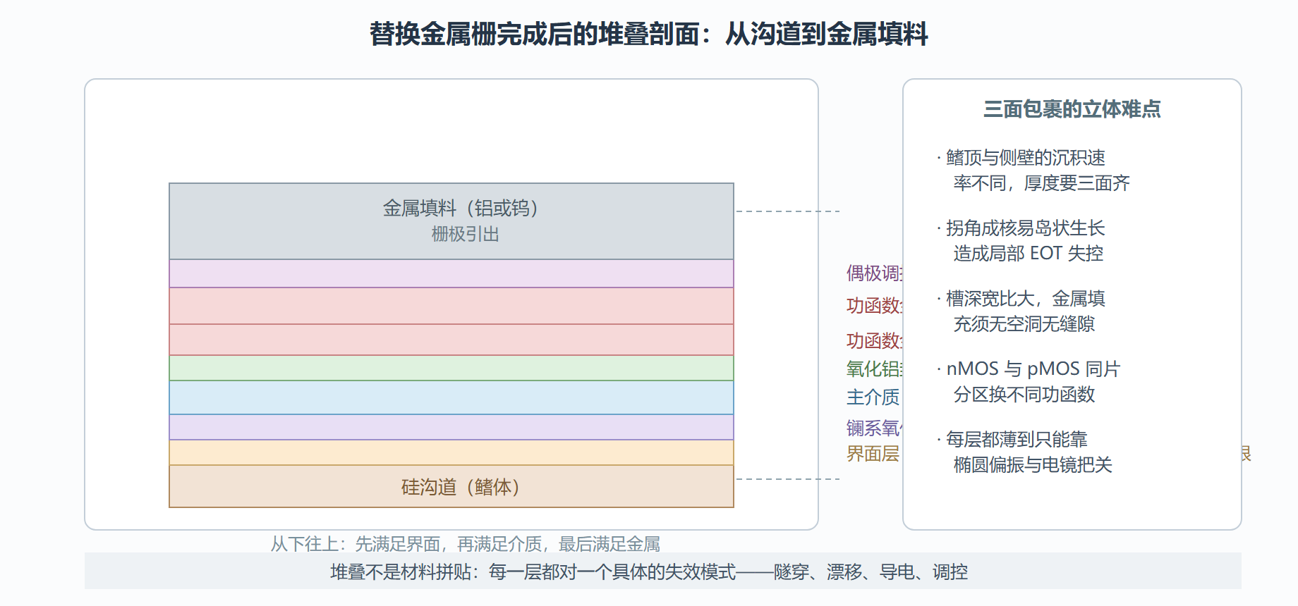 图 3-2 高 k 金属栅堆叠：一层一职