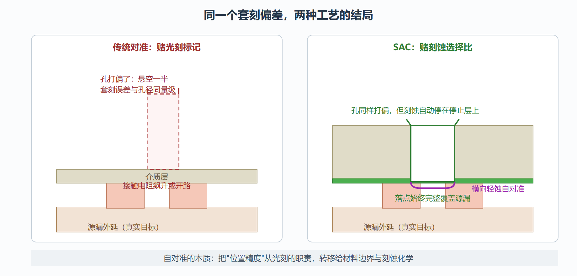 图 3-3 自对准接触:选择比如何替代套刻精度