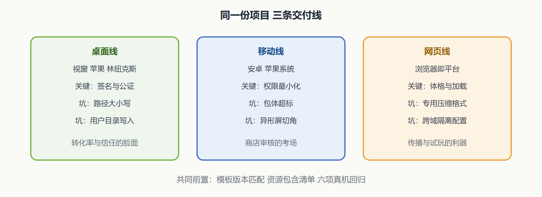 图 1 三线发布的关键差异