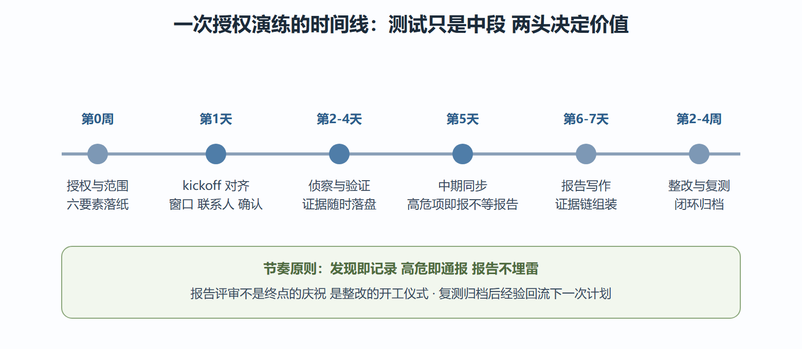 图 一次授权演练的时间线与节奏