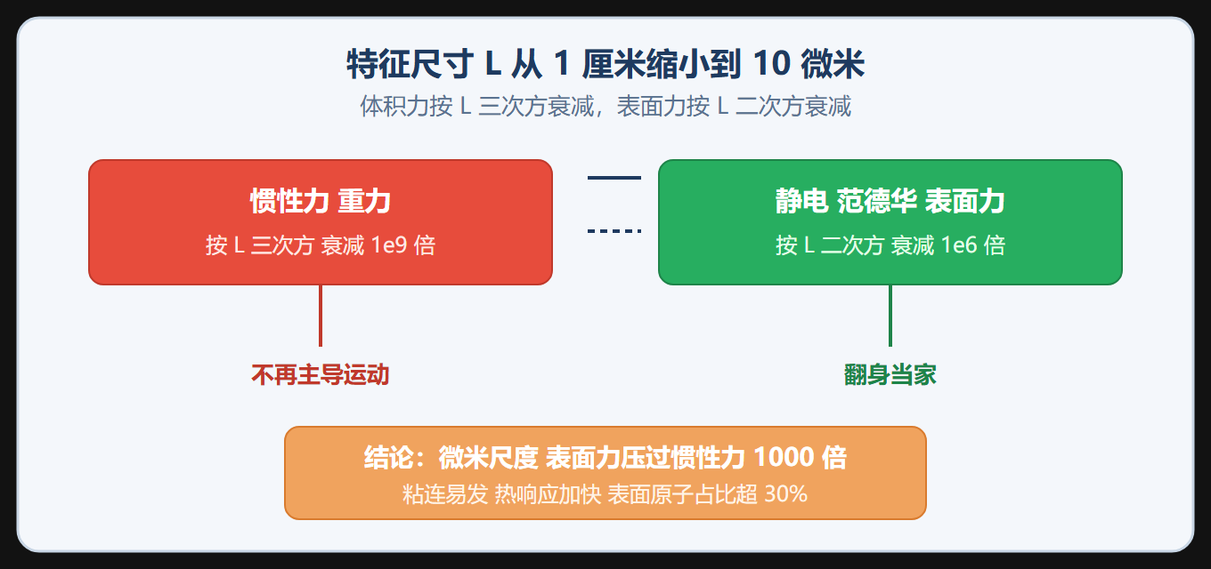 尺度效应：从厘米到微米的物理重排