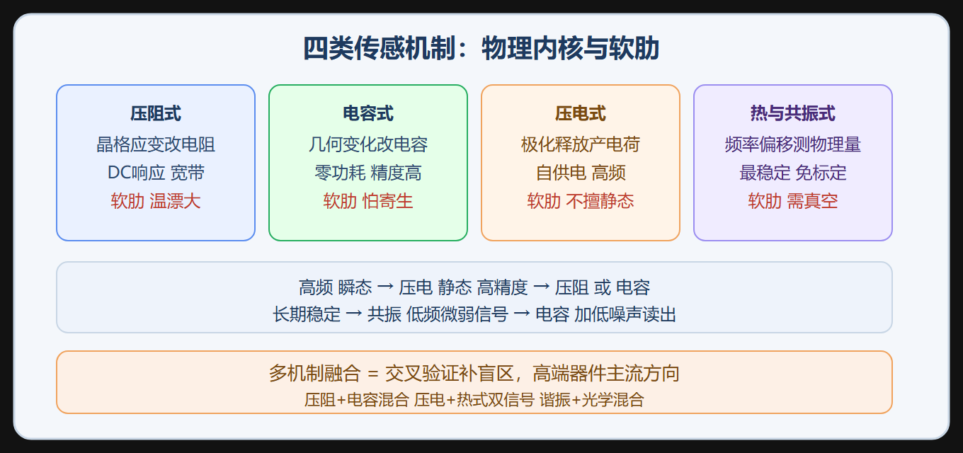 四类传感机制的物理定位对比