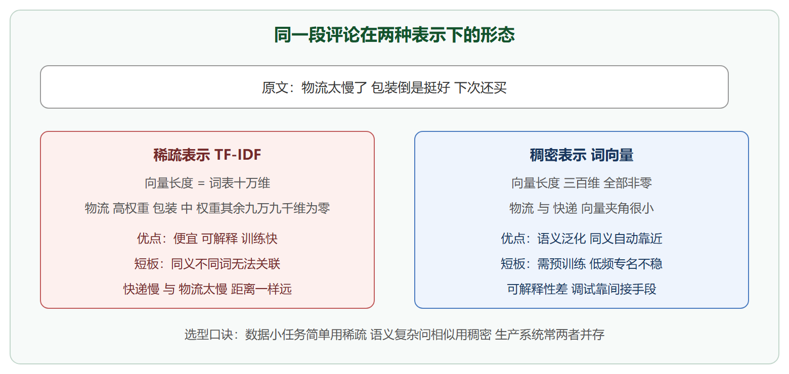 稀疏与稠密表示对比