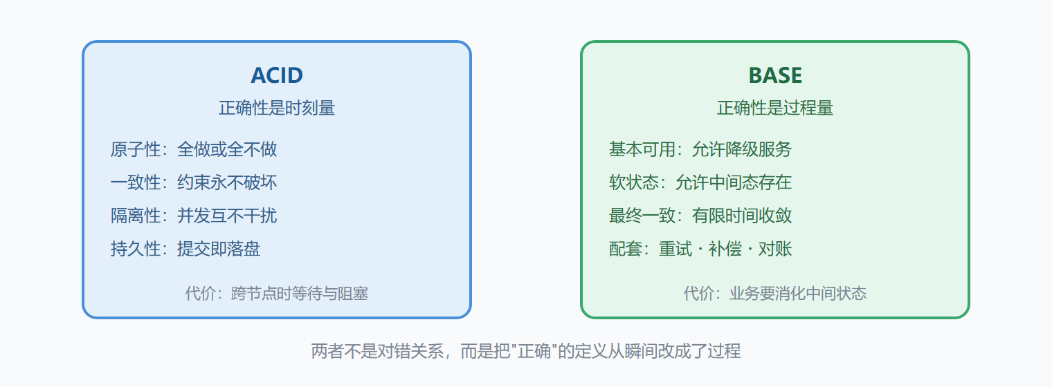 图：ACID 与 BASE 的取舍对照