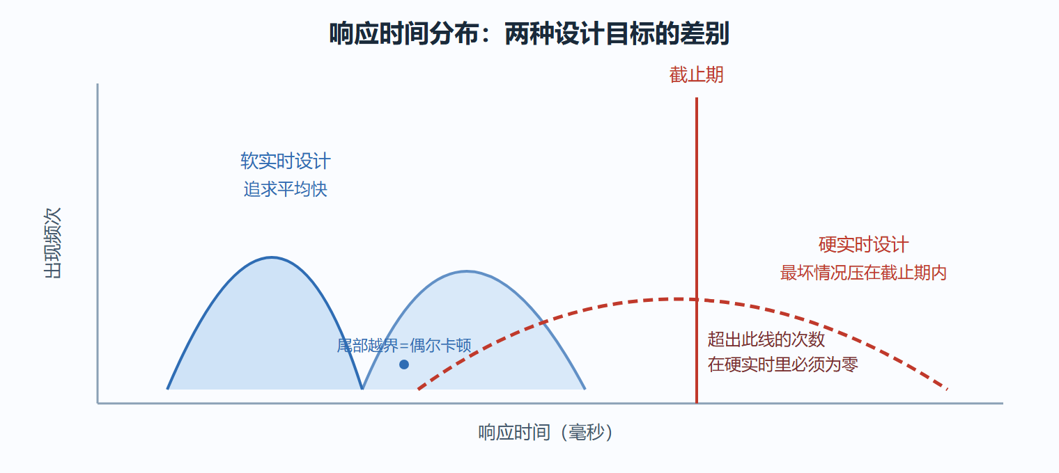 图:硬实时与软实时的响应时间分布对比