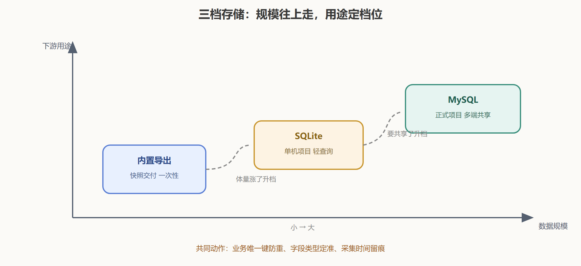图13 存储选型矩阵：规模与用途两条轴